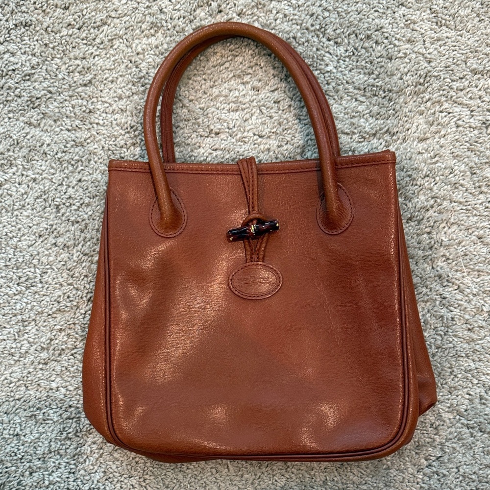 Elegant Brown Leather Tote Bag LONGCHAMP VINTAGE